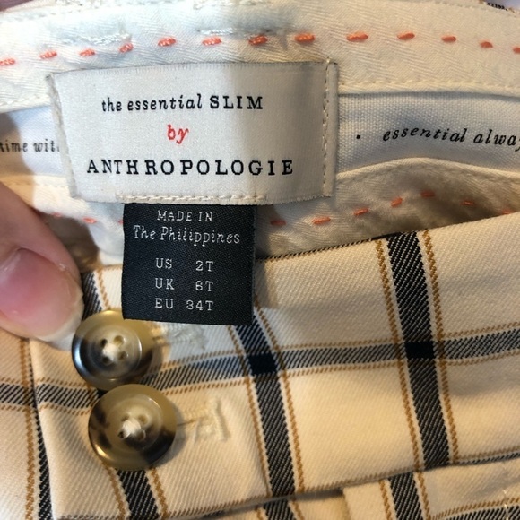ANTHROPOLOGIE The Essential Slim Pant Check Plaid Windowpane 2T TALL LONG Inseam - Picture 5 of 9